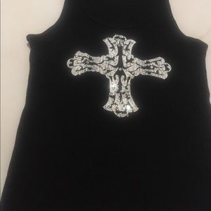 Embellished cross tank top